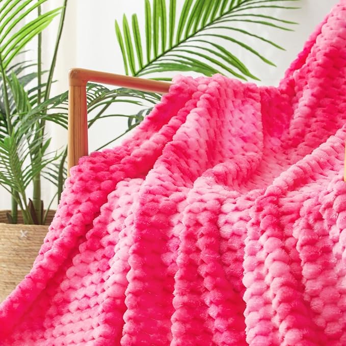 Exclusivo Mezcla Fleece King Blanket for Bed, Extra Large Fuzzy Tie-dye Hot Pink Bed Blankets, Soft Cozy Plush Sofa Throws for All Seasons, 90x104 Inches