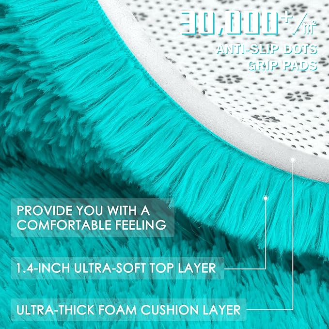 OLANLY 9x12 Machine Washable Large Area Rugs for Living Room, Bedroom, Soft Fluffy Shaggy Bedside Rug, Indoor Floor Carpet for Kids Girls and Boys, Dorms, Nursery, Home Decor Aesthetic, Teal Blue