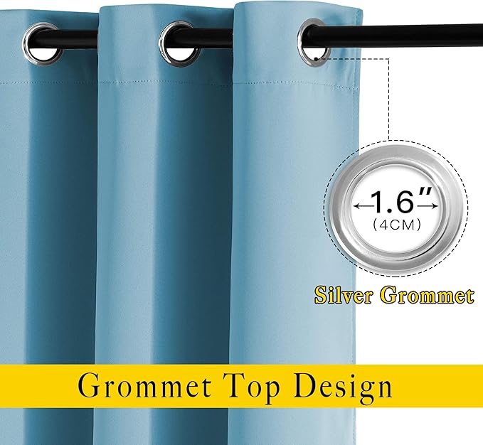 NICETOWN Room Darkening Curtain Panels - Home Fashion Ring Top Thermal Insulated Room Darkening Curtains for Bedroom/Living Room (2 Panels, 46" Wide by 90" Long, Teal Blue)