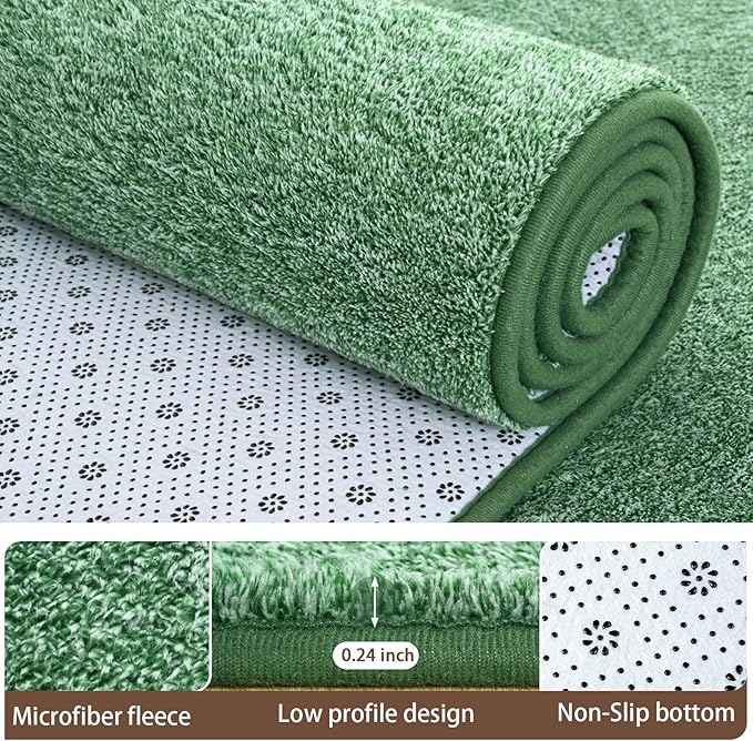 AROGAN Washable 5×7 Living Room Rug, Modern Area Rugs with Soft Memory Foam for Bedroom, Minimalist Non-Slip Indoor Floor Carpet for Dining Room Office Kids Playroom Decor, Sage Green
