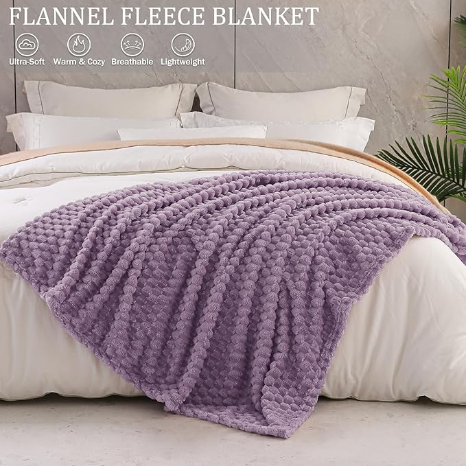 Exclusivo Mezcla Fleece King Blanket for Bed, Extra Large Fuzzy Grayish Purple Bed Blankets, Soft Cozy Plush Sofa Throws for All Seasons, 90x104 Inches