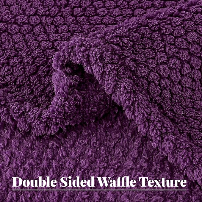 Whale Flotilla Extra Large Fuzzy Fleece Throw Blanket for Couch, 50x70 Inch Fluffy Warm Soft Jacquard Blankets for All Season, Lightweight and Cozy, Purple