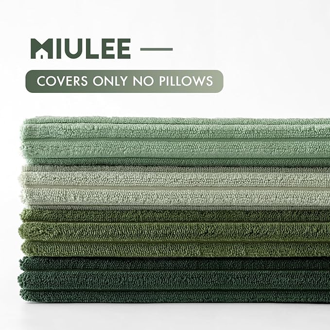 MIULEE Boho Farmhouse Sage Green Throw Pillow Covers 22x22 Inch Set of 4 Mordern Nordic Cushion Covers Soft Corduroy Spring Home Decor for Couch Bed Sofa Living Room Forest Green