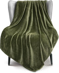 Exclusivo Mezcla Fleece Throw XL Blanket for Couch, Sofa, Super Soft and Warm Olive Green Blankets, All Season, Cozy, Plush, Lightweight, 50x70 Inches