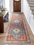 SERISSA Boho Washable Runner Rug, 2'6"x10' Long Non-Slip Tribal Hallway Kitchen Stair Runner Rug Ultra Soft Print Distressed Vintage Floor Carpet for Bedroom Bathroom Laundry Room