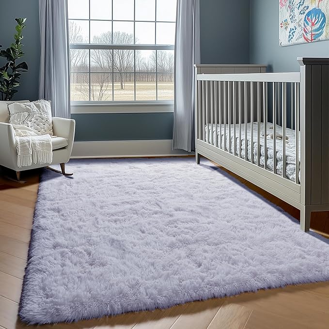 ONASAR White Rugs for Living Room 5x8, Fluffy Shaggy Area Rug for Bedroom, Ultra Soft Plush Large Floor Carpets for Baby Kids Girls Boys Teen Playroom Dorm Nursery Bedside Home Office Decor