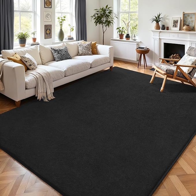 AROGAN Modern Shag Area Rug for Living Room, 6x9 Feet Washable Rugs for Bedroom, Indoor Floor Carpet, Plush Memory Foam Bedside Rugs for Kids Girls Teens Low Pile Decor, Dark Grey
