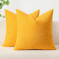 MIULEE Pack of 2 Couch Throw Pillow Covers 20x20 Inch Soft Goose Yellow Chenille Pillow Covers for Sofa Living Room Spring Home Decor Couch Solid Dyed Cases