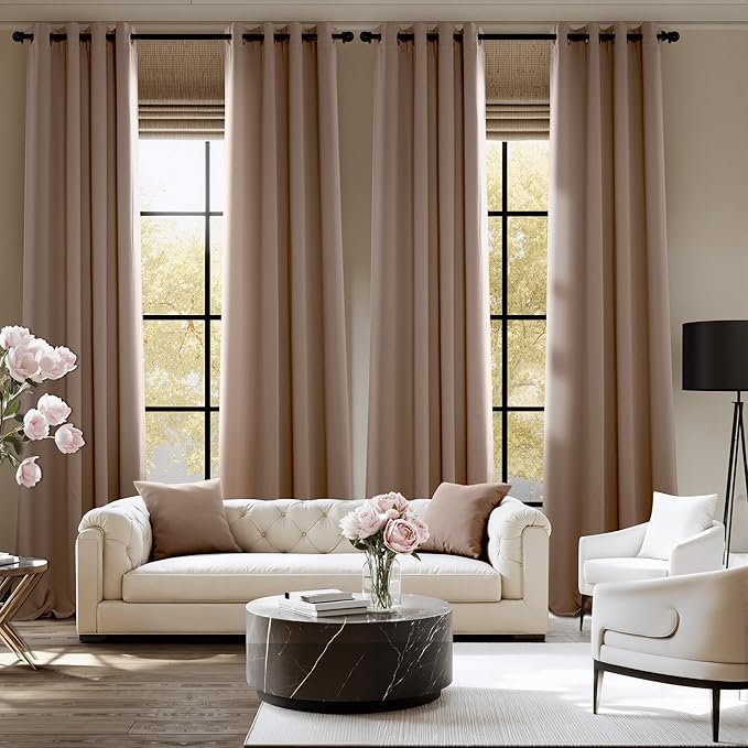 NICETOWN Room Darkening Draperies Curtains Panels, 2 Panels Cappuccino W52 x L90