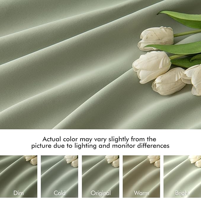 MIULEE Back Tab Sage Green Curtains 96 Inch Long 2 Panels Set for Living Room Bedroom, Rod Pocket/Pinch Pleated Light Blocking Thermal Insulated Room Darkening Floor to Ceiling Blackout Drapes