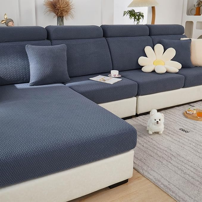 Sofa Covers Couch Covers for Sofa Pet Friendly Couch Cushion Covers Universal Sofa Covers Washable Stretch Slipcovers for Sectional Sofa (Texture Metal Gray, 2 Seats + Chaise Cover)