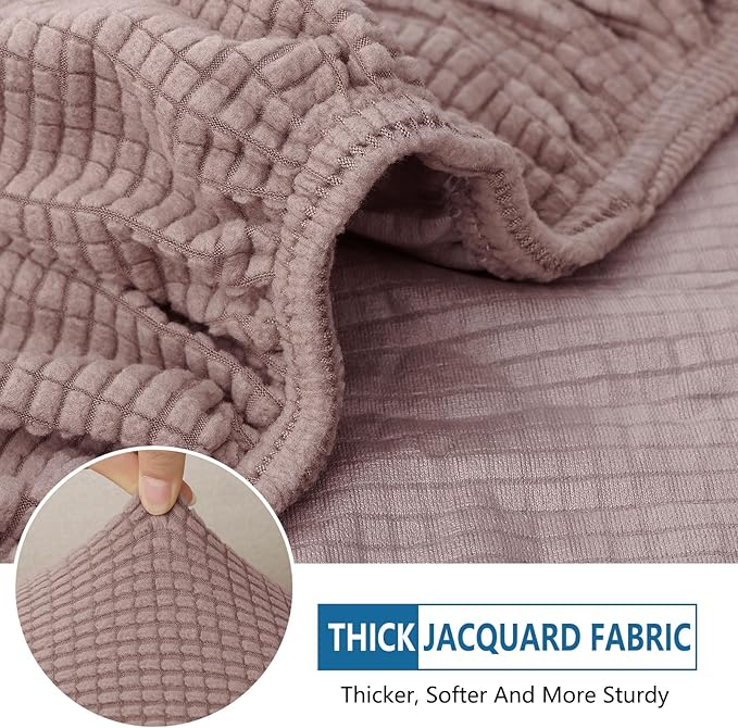 hyha Waterproof Couch Cushion Covers for Pets, Non Slip Sofa Seat Cover for Dogs Washable, Soft Thick Stretch Jacquard Fabric, Sofa Slipcovers with Elastic Bottom (2 Pieces, Camel)