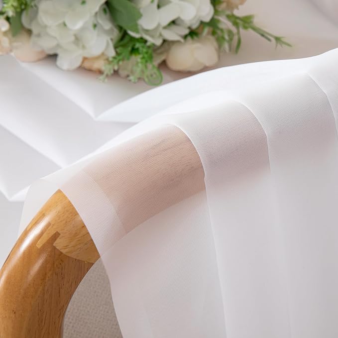 Chyhomenyc White Sheer Curtains 84 Inches Long 2 Panels Set - Light Filtering White Curtains for Living Room, Soft Gentle Voile Rod Pocket Bedroom Window Drapes, 42Wx84L Inch, 2PCS