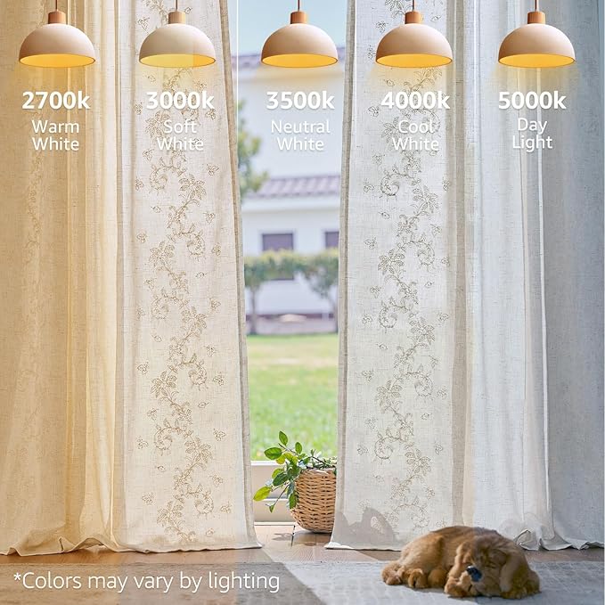 jinchan Evelyn Embroidered Linen Curtains Ivory Farmhouse Floral Window Drapes for Living Room Bedroom Cottagecore Semi Sheer Curtains 84 Inches Long Rod Pocket Back Tab 2 Panels