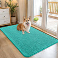 OLANLY Dog Door Mat for Muddy Paws 45x27, Absorbs Moisture and Dirt, Absorbent Non-Slip Washable Doormat, Quick Dry Chenille Mud Mat for Dogs, Entry Indoor Entryway Carpet for Inside Floor, Teal