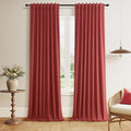 Guken Red 100% Blackout Linen Curtains 120 Inch Length 2 Panels Set for Living Room Bedroom Back Tab/Rod Pocket Thermal Insulated Black Out Drapes Room Darkening Window Curtains,52x120