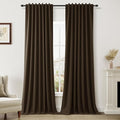Guken 100% Blackout Curtains 108 Inch Length 2 Panels Set for Living Room Bedroom Back Tab Thermal Insulated Black Out Linen Drapes Room Darkening Chocolate,52x108
