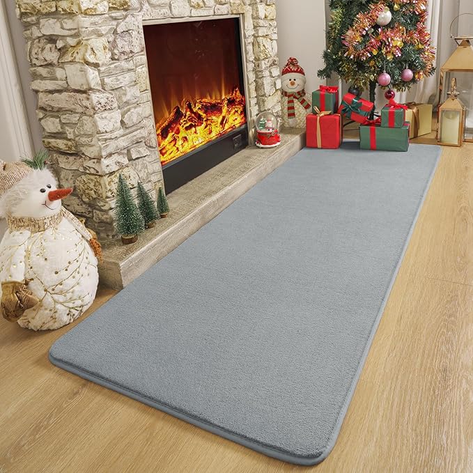 Amearea Modern Soft Hallway Runner Rug, 2x8 Feet Area Rug Runners for Hallways, Washable Runner Rugs, Non Slip Memory Foam Runner Rugs Carpet for Entrance Kitchen Kids Room Decor, Grey