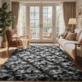 4x6 Ft Shag Area Rug for Bedroom Living Room, Tie-Dyed Ultra Soft Fluffy Furry Rugs for Indoor Floor, Aesthetic Carpet for Kids Home Decor (Black Grey)