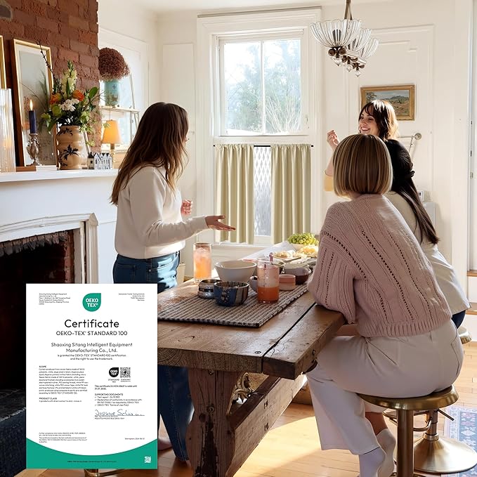 RYB HOME 100% Blackout Short Curtains for Small Window, Thermal Insulated Total Room Darkening Noise Reducing Curtains for Basement Bathroom Basement, 29 inches Wide by 45 inches Long, Biscotti Beige