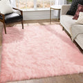Goolela Pink Area Rug 6x9 Fluffy Fuzzy Furry Sheepskin Rug for Girls Bedroom Faux Fur Shag Carpet Soft Plush Rectangle
