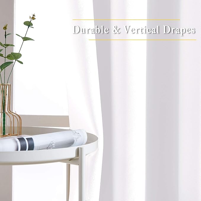 NICETOWN Pure White Curtains 2 Panels 84 inches Long for Bedroom, 50% Light Blocking Grommet Window Treatment for Living Room, W52 x L84