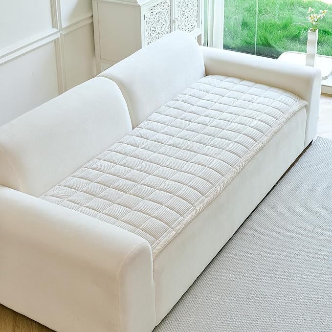 Couch Covers for Dogs Washable, Non Slip Couch Covers for Loveseat Sofa Pet Friendly, Soft Fuzzy Sofa Covers for Pet, Dog Couch Cover Furniture Protector(1PC,Beige White,27.6"x59.1")
