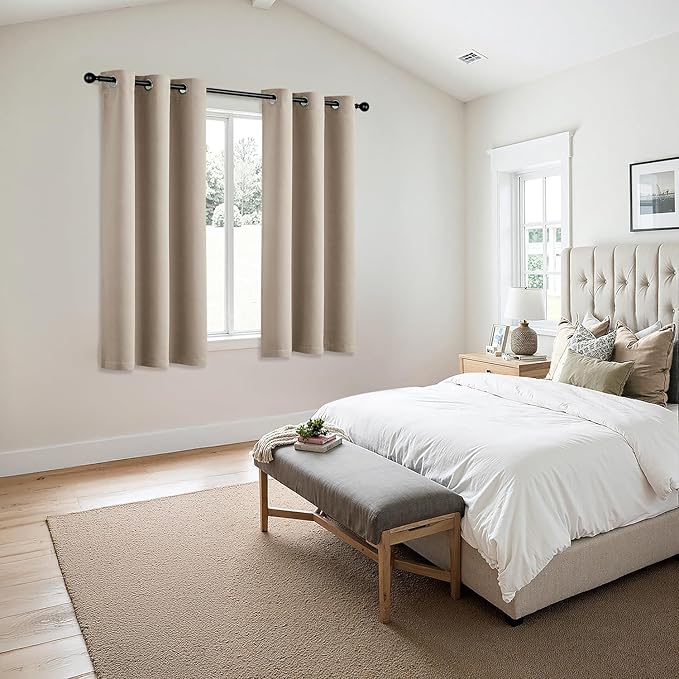 MIULEE Taupe Blackout Curtains - Bedroom Window Treatment Curtains Thermal Insulated Room Darkening Drapes for Living Room Kitchen Grommet Light Blocking Drapery, 40 x 45 Inches Long, 2 Panels