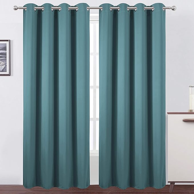 LEMOMO Sea Teal Thermal Blackout Curtains/52 x 108 Inch/Set of 2 Panels Room Darkening Curtains for Bedroom