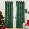 Deconovo Green Curtains, Christmas Blackout Drapes, Thermal Insulated Soundproof Drape, Wave Line Dot Foil Print, 52 x 95 Inch, 2 Panels, Machine‑Washable Window Panel for Living Room Kitchen Nursery