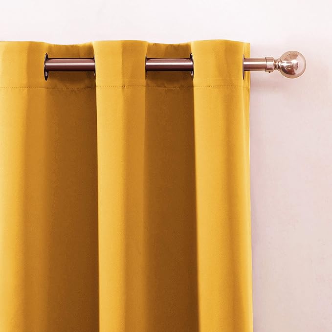 LEMOMO Blackout Curtains 66 x 95 inch/Yellow Curtains Set of 2 Panels/Thermal Insulated Room Darkening Bedroom Curtains