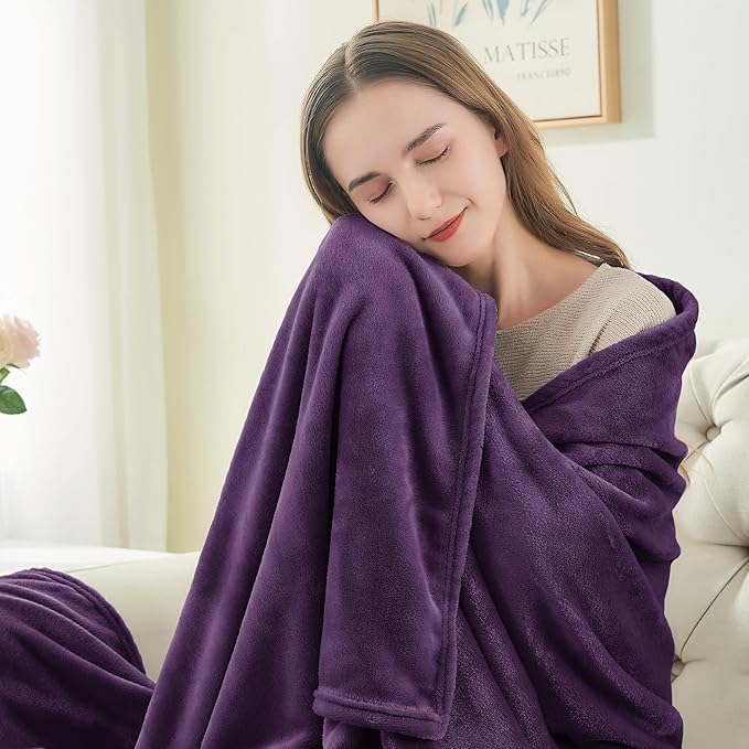 BEDELITE Fleece Blanket Purple Full Blankets for Couch & Bed, Luxury Plush Cozy Fuzzy Blanket 84" x 90", Super Soft Warm Lightweight Throw Blanket for Travel Camping