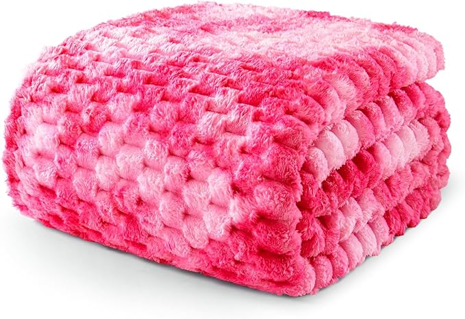 Exclusivo Mezcla Fleece King Blanket for Bed, Extra Large Fuzzy Tie-dye Hot Pink Bed Blankets, Soft Cozy Plush Sofa Throws for All Seasons, 90x104 Inches