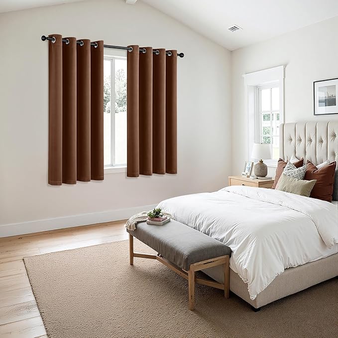 MIULEE Cappuccino Brown Blackout Curtains for Bedroom Living Room 63 Inches Long 2 Panels, Thermal Insulated Room Darkening Drapes Grommet Noise Reduction Light Blocking Window Treatments 50x63 Inch