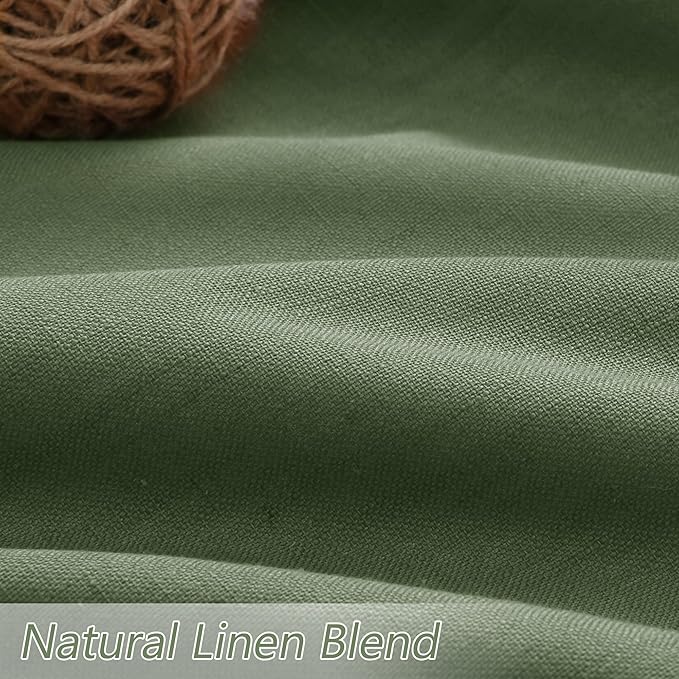 Guken Olive Green 100% Blackout Curtains 120 Inch Length 2 Panels Set for Living Room Bedroom Back Tab Thermal Insulated Black Out Linen Drapes Room Darkening Window Curtains