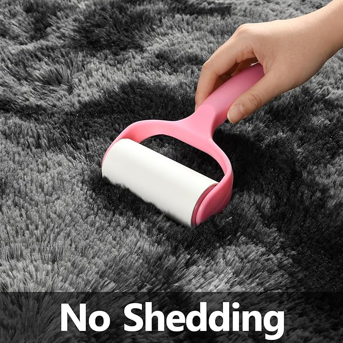 Large Shag Area Rugs 6 x 9, Tie-Dyed Plush Fuzzy Rugs for Living Room, Ultra Soft Fluffy Furry Rug for Bedroom, Indoor Carpet Nursery Rugs for Kids Room Home Decor, Dark Grey