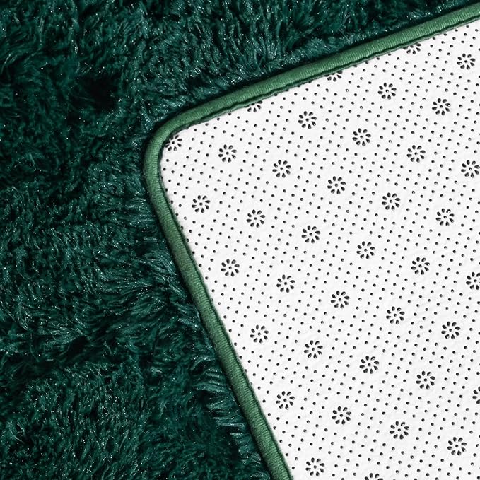 Deerhoo Large Shag Area Rugs 8 x 10, Plush Fuzzy Rugs for Living Room, Ultra Soft Fluffy Furry Rug for Bedroom, Indoor Carpet Nursery Rugs for Kids Room Home Decor, Deep Green