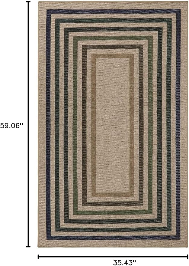 Lahome Enfys Modern Geometric Easy Jute Entryway Rug, 3x5 Washable Farmhouse Kitchen Rugs for Bedroom, Contemporary Non Slip Non Shedding Woven Carpet for Living Room
