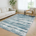 KOZYFLY Area Rug 6x9 Modern Ombre Rugs for Living Room, Washable Large Thin Rugs Non-Slip Soft Striped Rug for Bedroom, Print Blue Abstract Carpet for Laundry/Kid Room