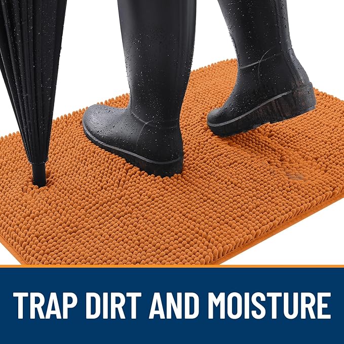 OLANLY Dog Door Mat for Muddy Paws 30x17, Absorbs Moisture and Dirt, Absorbent Non-Slip Washable Doormat, Quick Dry Chenille Mud Mat for Dogs, Entry Indoor Entryway Carpet for Inside Floor, Clay