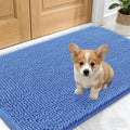 OLANLY Dog Door Mat for Muddy Paws 30x17, Absorbs Moisture and Dirt, Absorbent Non-Slip Washable Doormat, Quick Dry Chenille Mud Mat, Entry Indoor Entryway Carpet for Inside Floor, Cornflower Blue