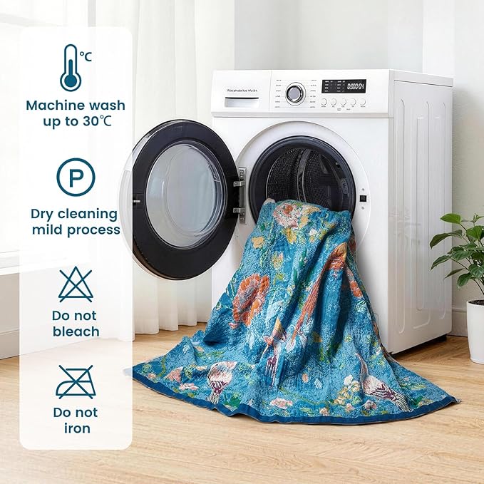 MSGKV Boho Throw Blanket for Couch 50"x60" Cotton Blanket with Floral and Bird Spring Breathable Lightweight Farmhouse Decorative Blankets for Sofa Muslin All Seasons