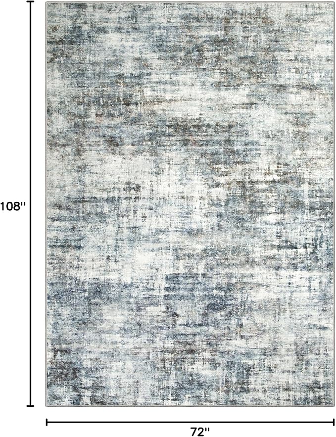 6x9 Area Rugs Washable Rug: Large Modern Abstract Living Room Rug Soft Anti-Skid Thin Carpet Indoor Floor Non-Shedding Carpets for Bedroom Dining Room Farmhouse Nursery Home Office Blue Multi