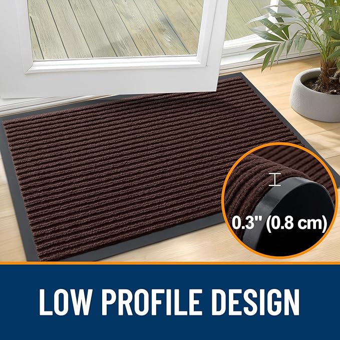 OLANLY Front Door Mat Indoor Outdoor Entrance, 2-Pack 71 x 23 Inch, Waterproof Heavy Duty Doormat, Fade Resistant, Low Profile, Easy Clean Patio Porch Welcome Floor Mats for Entry, Brown