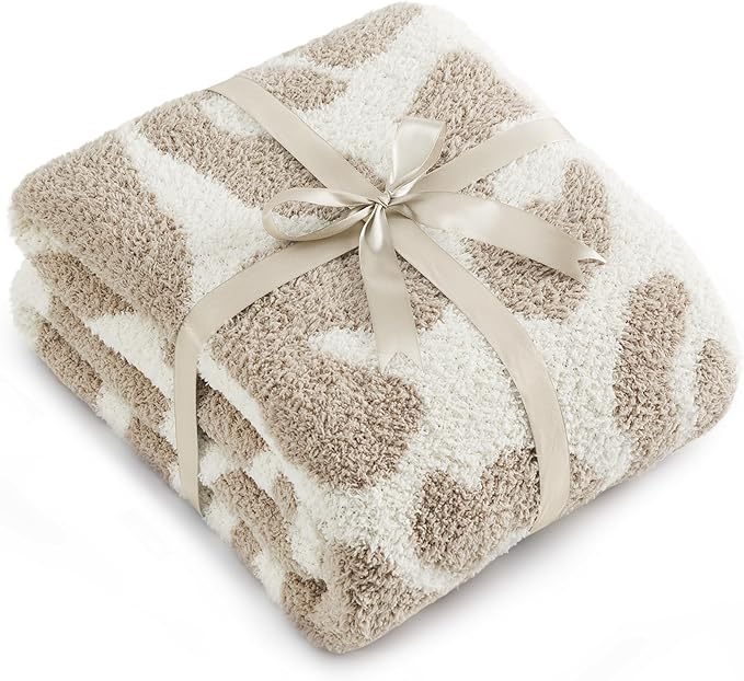 Bedsure Leopard Throw Blanket for Couch, Cheetah Print Knit Fall Gifts Blanket - Super Soft, Cozy & Warm, GentleSoft, Breathable & Lightweight for Bedding Sofa, Khaki, 50x60 Inches