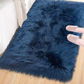 LOCHAS Soft Fluffy Faux Fur Rugs for Bedroom Bedside Rug 2x3 Feet, Washable, Furry Sheepskin Area Rug for Living Room Girls Room, Luxury Shag Carpet Home Decor, Light Navy