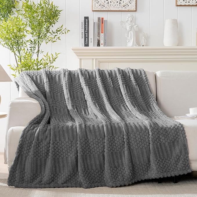 50x70 Inch Grey Throw Blanket - Soft & Fluffy Fleece, Cute & Aesthetic, Perfect for Sofa, Couch, Chair, Bed, Living Room & Bedroom, All-Season Use, Plush & Cozy Decorative Blanket
