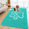 Smiry Dog Door Mat for Muddy Paws, Absorbent Dirt Trapper Non Slip Quick Dry Washable Chenille Mat for Mud Dogs, Entry Rug for Indoor and Outdoor (59x35 Inches, Turquoise and White)