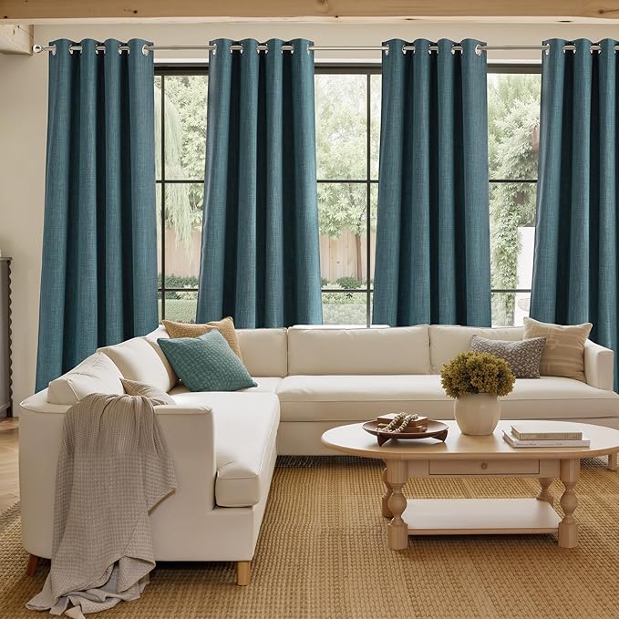 NICETOWN Greyish Blue Blackout Curtains 84 inches Long for Living Room - Privacy Panels for Bedroom, Modern Farmhouse Style Easy Care Grommet Top, 2 Panels, W52 by L84