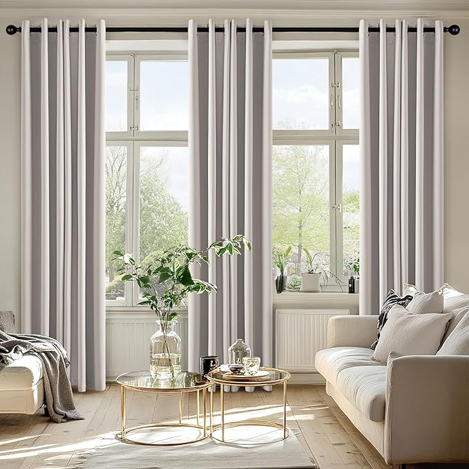 MIULEE Cobblestone Blackout Curtains for Bedroom Living Room 84 Inches Long 2 Panels, Thermal Insulated Room Darkening Drapes Solid Grommet Noise Reduction Light Blocking Window Treatments 40x84 inch